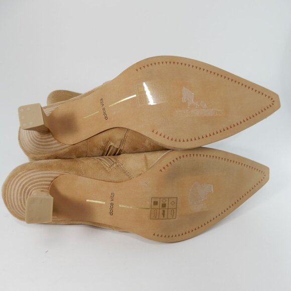 Dolce Vita Azalea Pointed Toe Bootie Sock Boots 9 Camel Tan Stretch Faux Suede - Picture 13 of 14